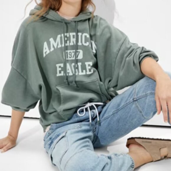 American Eagle Forever graphic hoodie green size XS - Picture 1 of 16